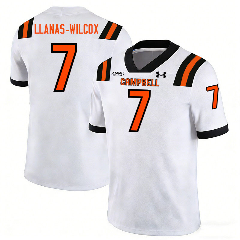 Campbell Fighting Camels #7 Trayjen Llanas-Wilcox College Football Jerseys,Uniforms-White